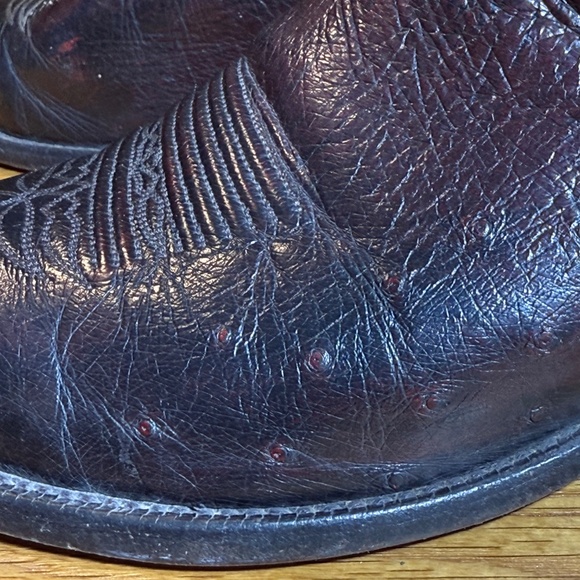 Mens Lucchese Ostrich Boot in Black Cherry Size 11 - Picture 6 of 10